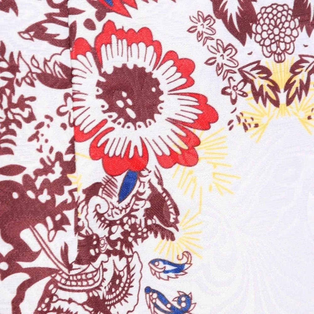White Floral Mini Skirt | Red & Burgundy Print | A-Line Above Knee
